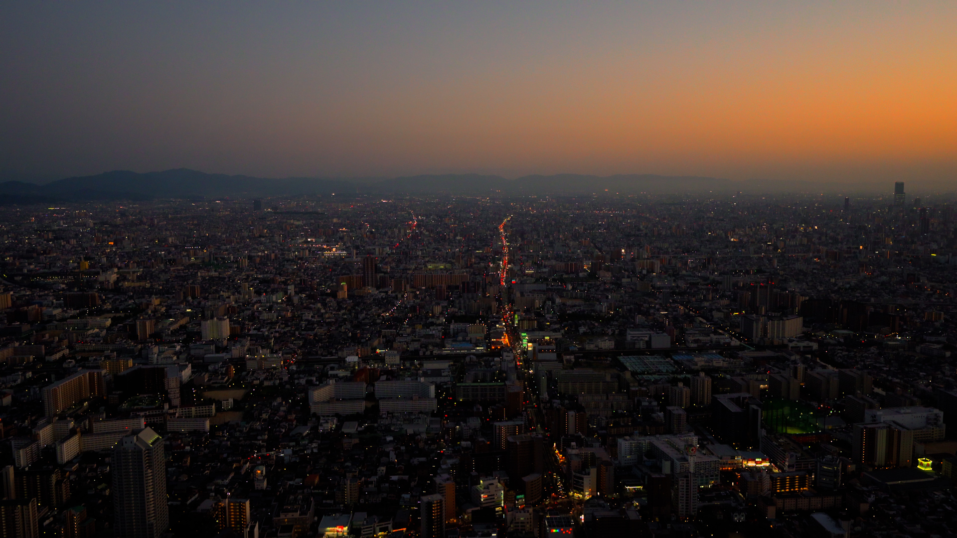 プライベートジェットからの夜景